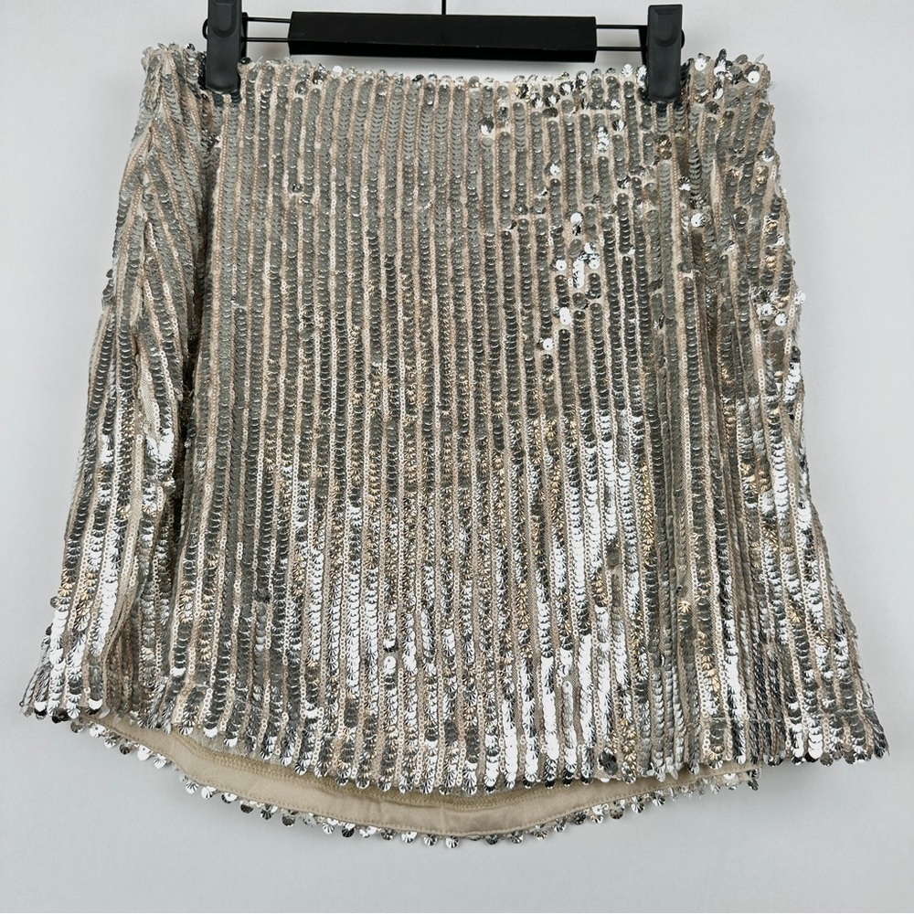NWT Silver and Cream Sequin Skirt | US Size Large - Picture 2 of 7